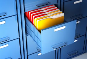 file cabinet 3d and colorful folder closeup image